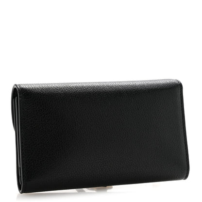 Goatskin Saddle Long Wallet Black