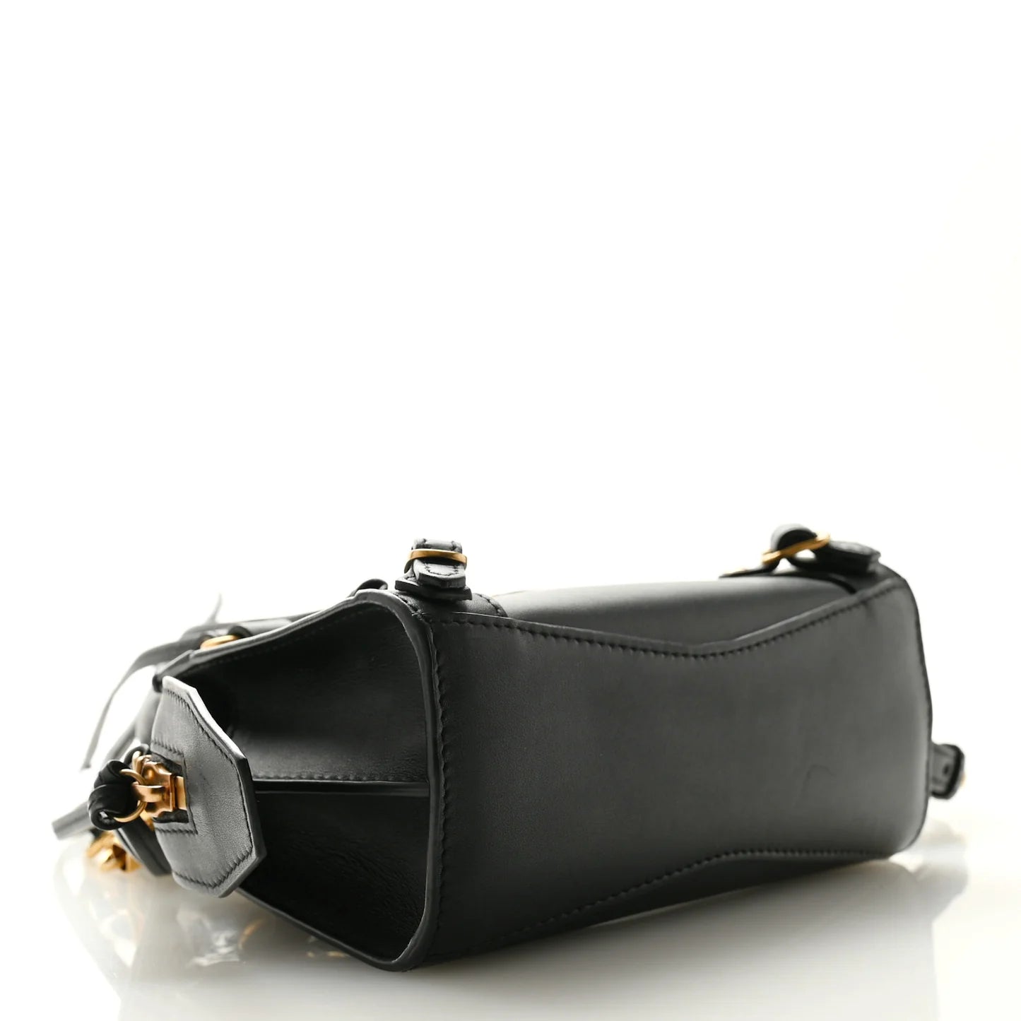 Balenciaga Smooth Calfskin Neo Classic Brass Hardware Nano City Crossbody Black