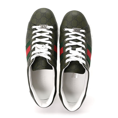 GG Supreme Monogram Web Mens New Ace Sneakers 9 Green