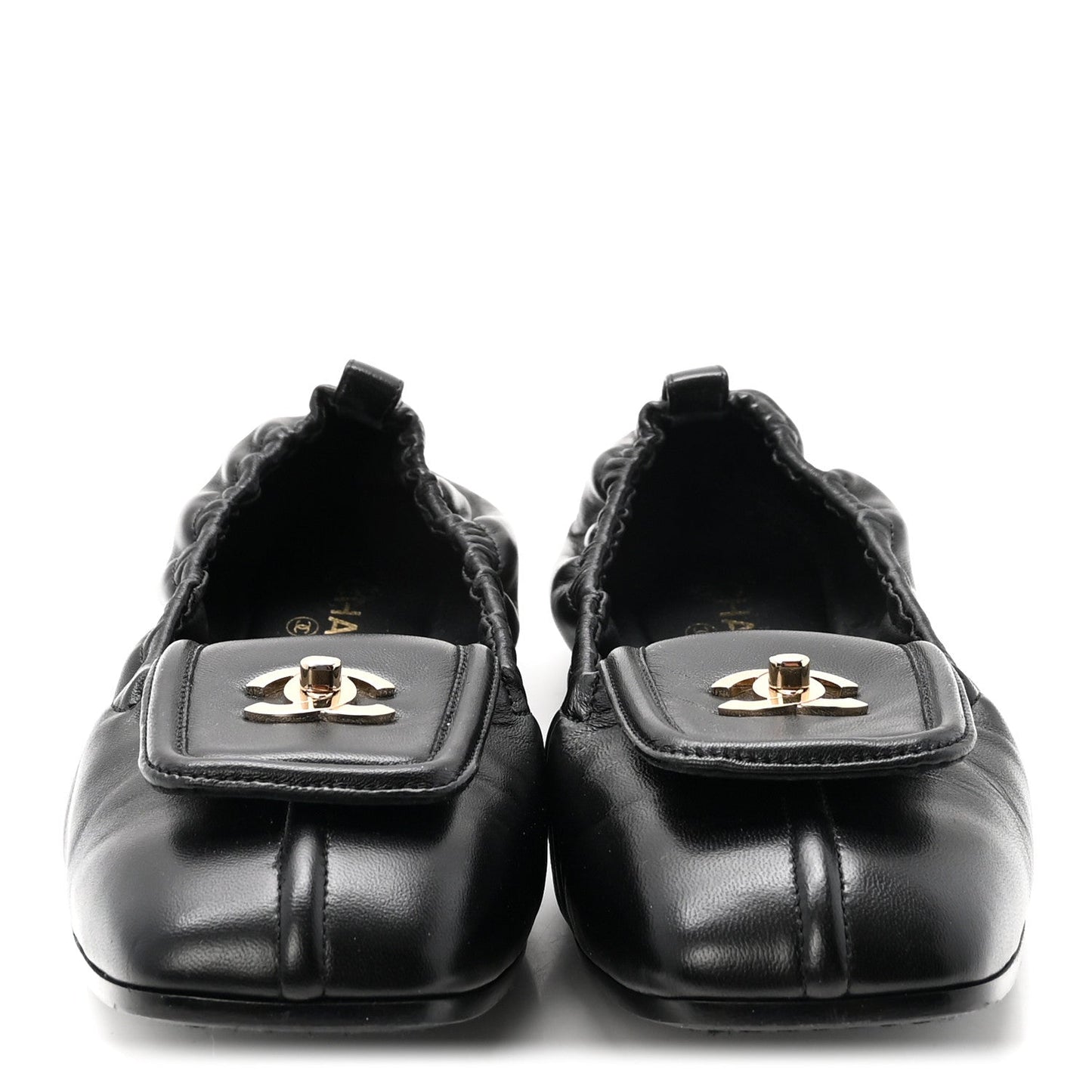 Lambskin CC Turnlock Ballerina Flats 37 Black