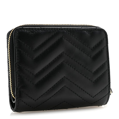 Calfskin Matelasse GG Marmont Compact Wallet Black