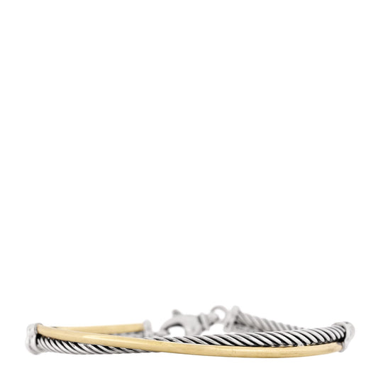 Sterling Silver 18K Yellow Gold 3mm Crossover Bracelet