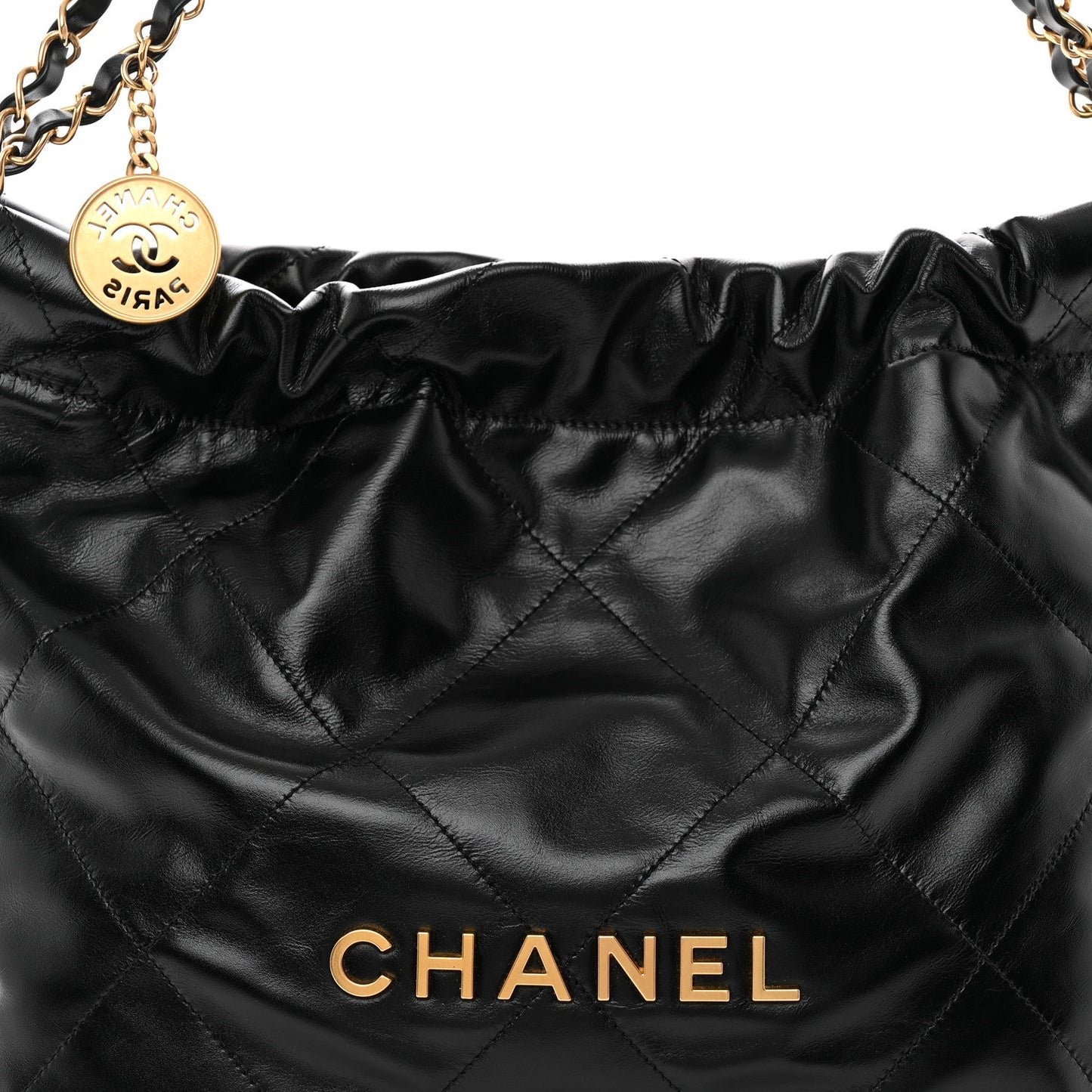 Shiny Calfskin Quilted Small Chanel 22 Black
