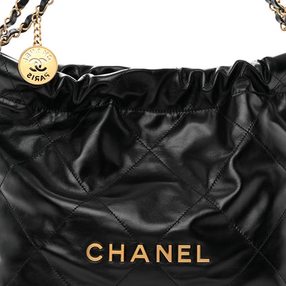 Shiny Calfskin Quilted Small Chanel 22 Black