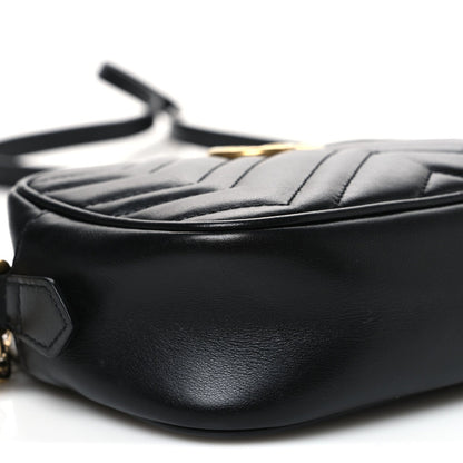 Calfskin Matelasse Mini GG Marmont Chain Shoulder Bag Black