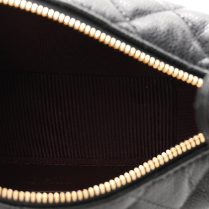 Caviar Quilted Hobo Clutch With Chain Black