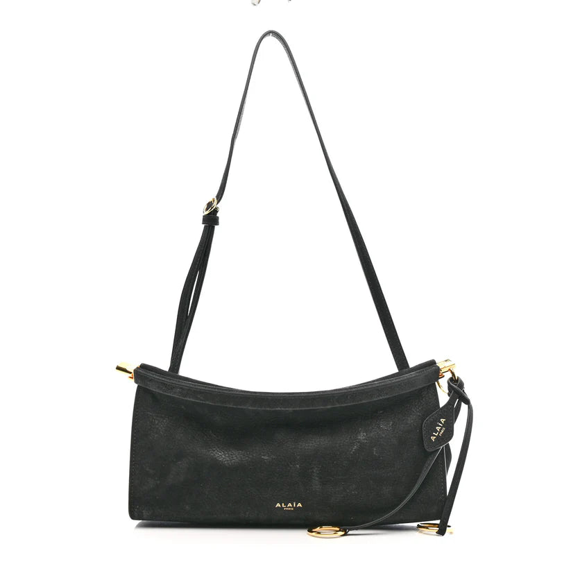 Alaia Suede Le Click East West Small Bag Black