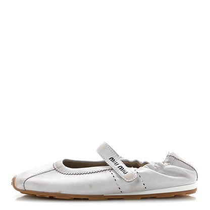 Bleached Nappa Womens Plume Mary Jane Ballerina Sneakers 37.5 Bianco