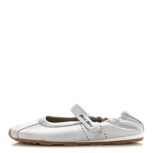 Bleached Nappa Womens Plume Mary Jane Ballerina Sneakers 37.5 Bianco