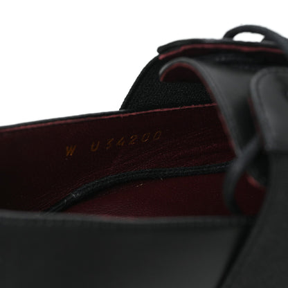 Calfskin Elastic Lace Up Cap Toe CC Loafers 37.5 Black
