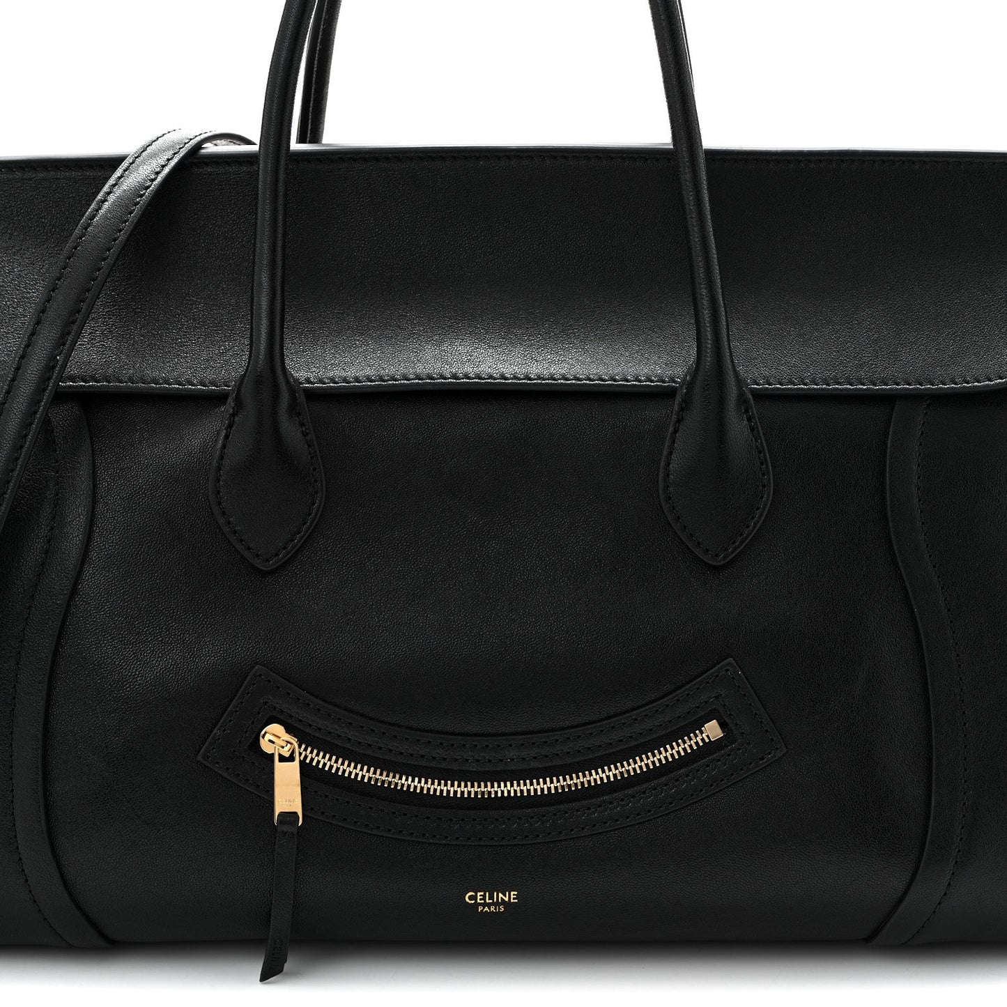 Supple Shiny Lambskin Medium Smiling New Luggage Black