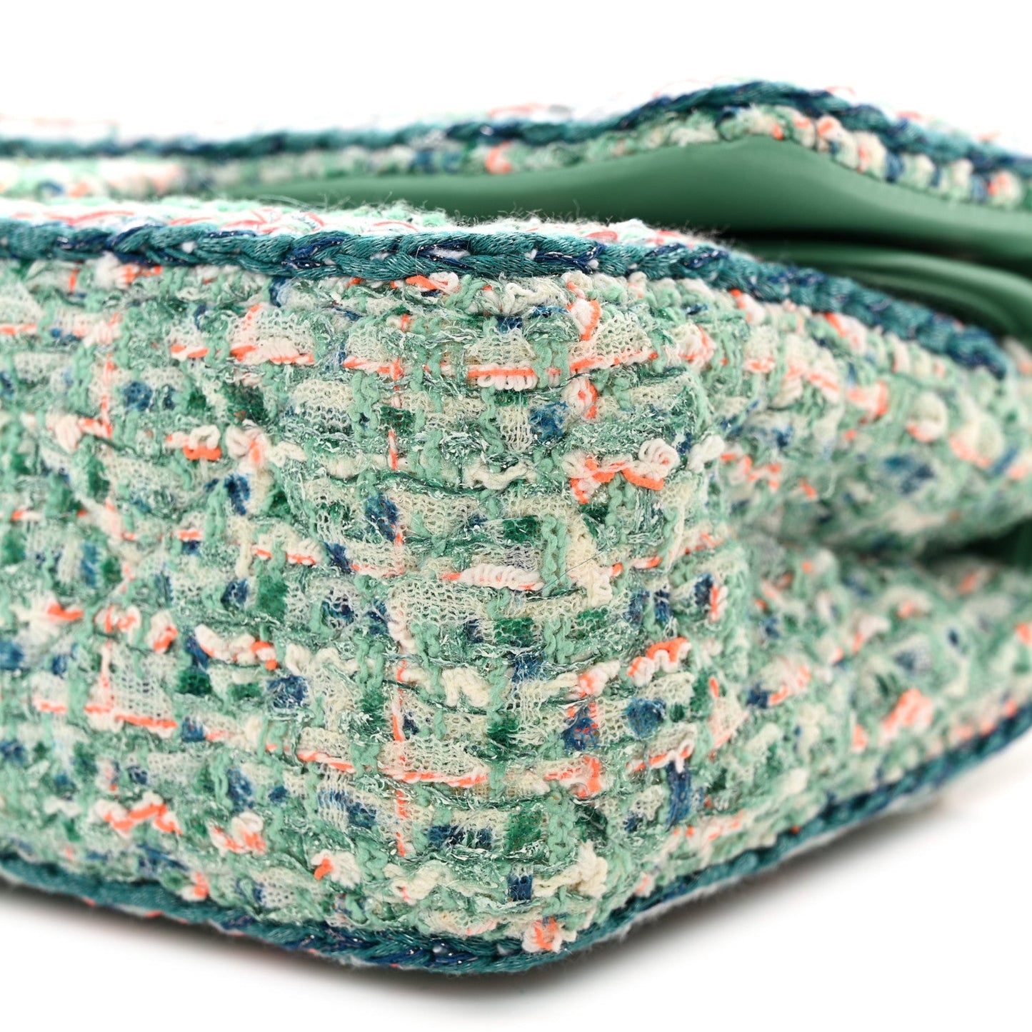 Tweed Braided Medium Flap Green Blue Multicolor