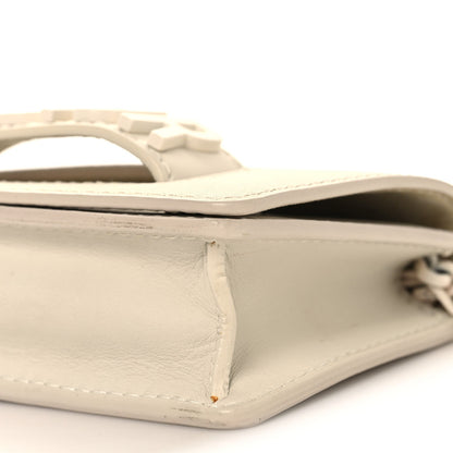 Ultra Matte Calfskin Mini J'Adior Chain Flap Bag White
