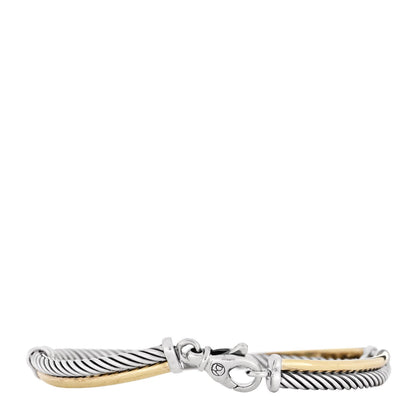 Sterling Silver 18K Yellow Gold 3mm Crossover Bracelet