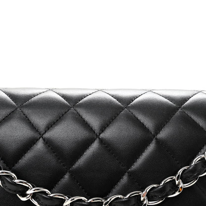 Lambskin Quilted Jumbo Double Flap Black
