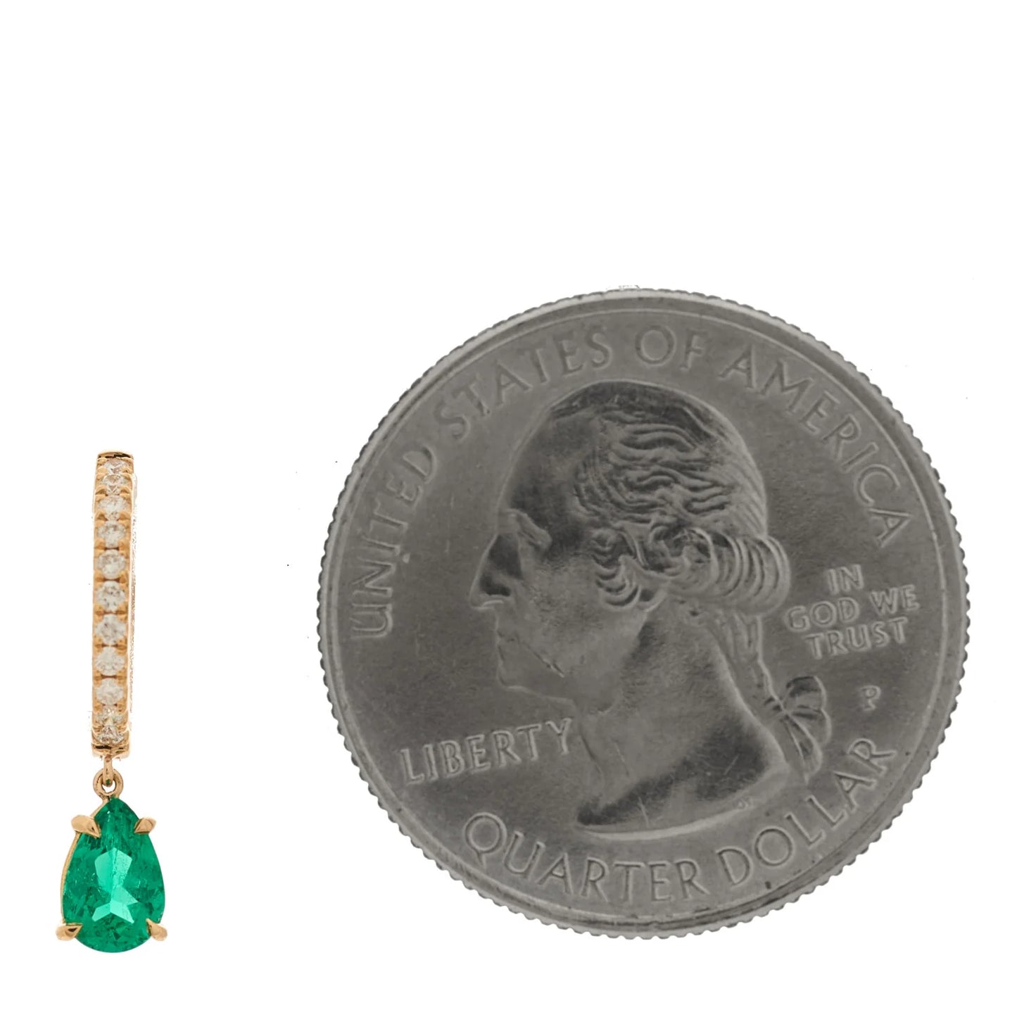 Anita Ko 18K Rose Gold Diamond Emerald Pear Drop Huggie Single Earring