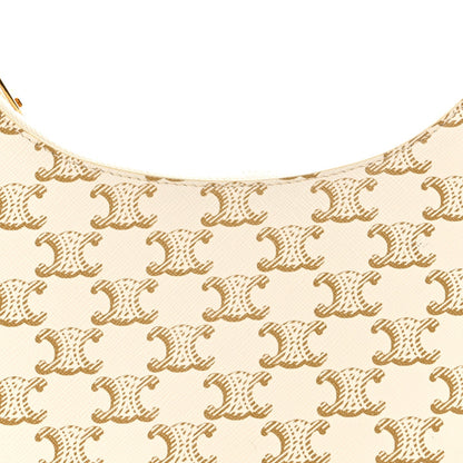 Canvas Calfskin Ava Triomphe Shoulder Bag White