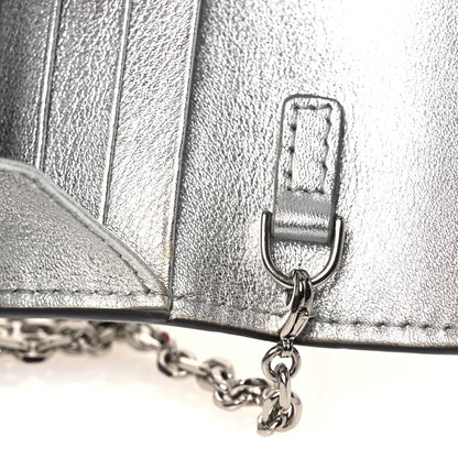 Metallic Calfskin Continental Wallet On Chain Argento