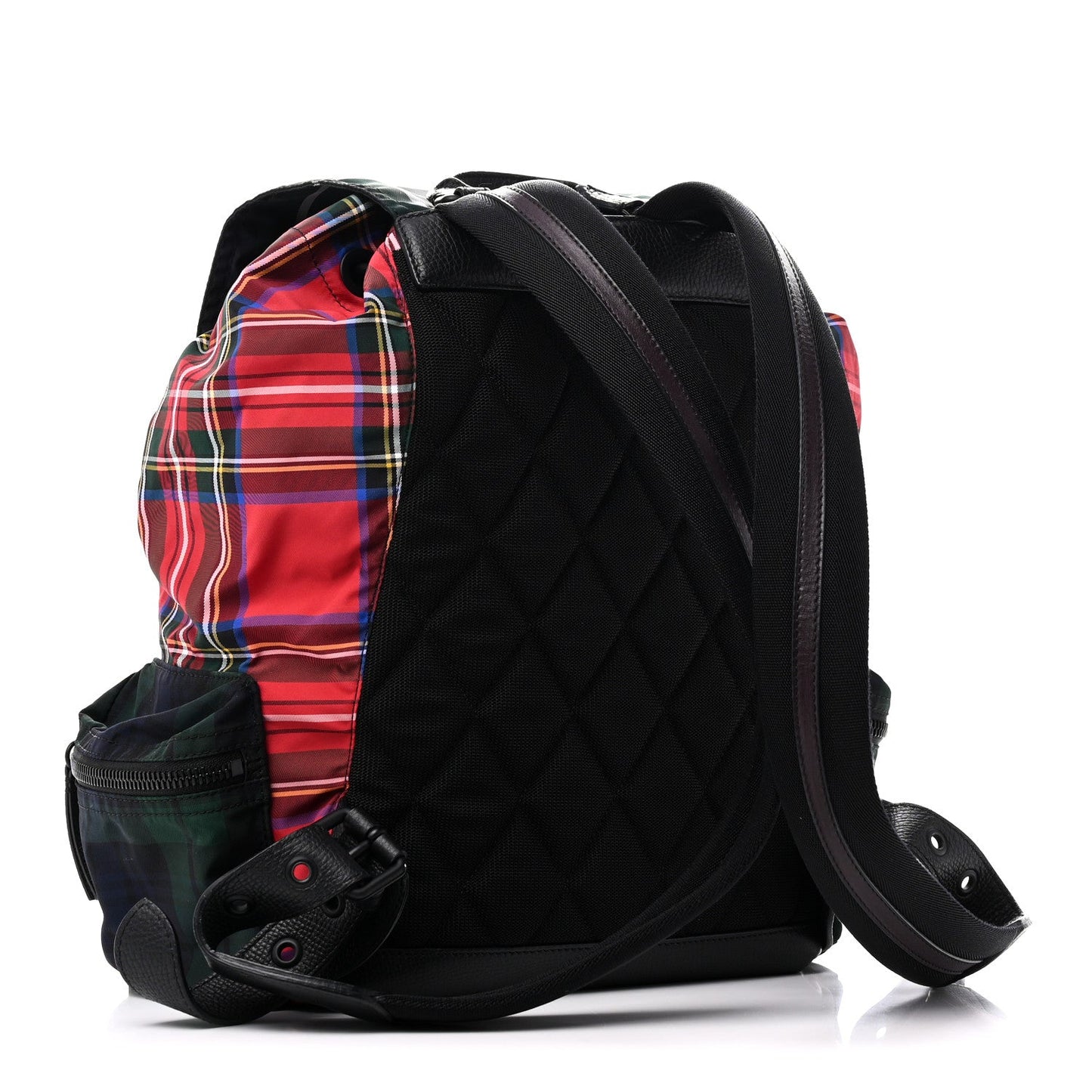 Laminated Tartan Patchwork Medium Rucksack Backpack Military Red