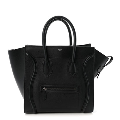 Drummed Calfskin Mini Luggage Black