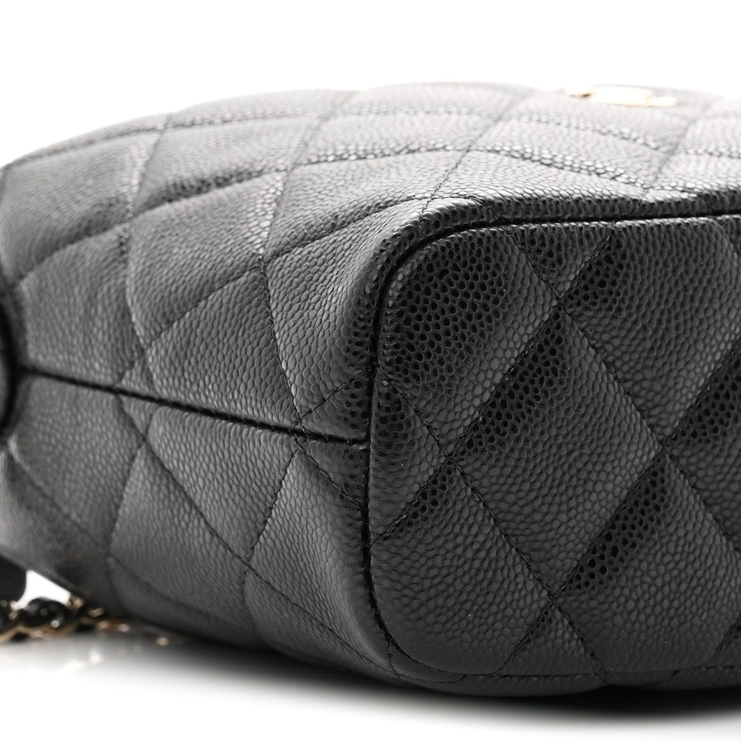 Caviar Quilted Hobo Clutch With Chain Black
