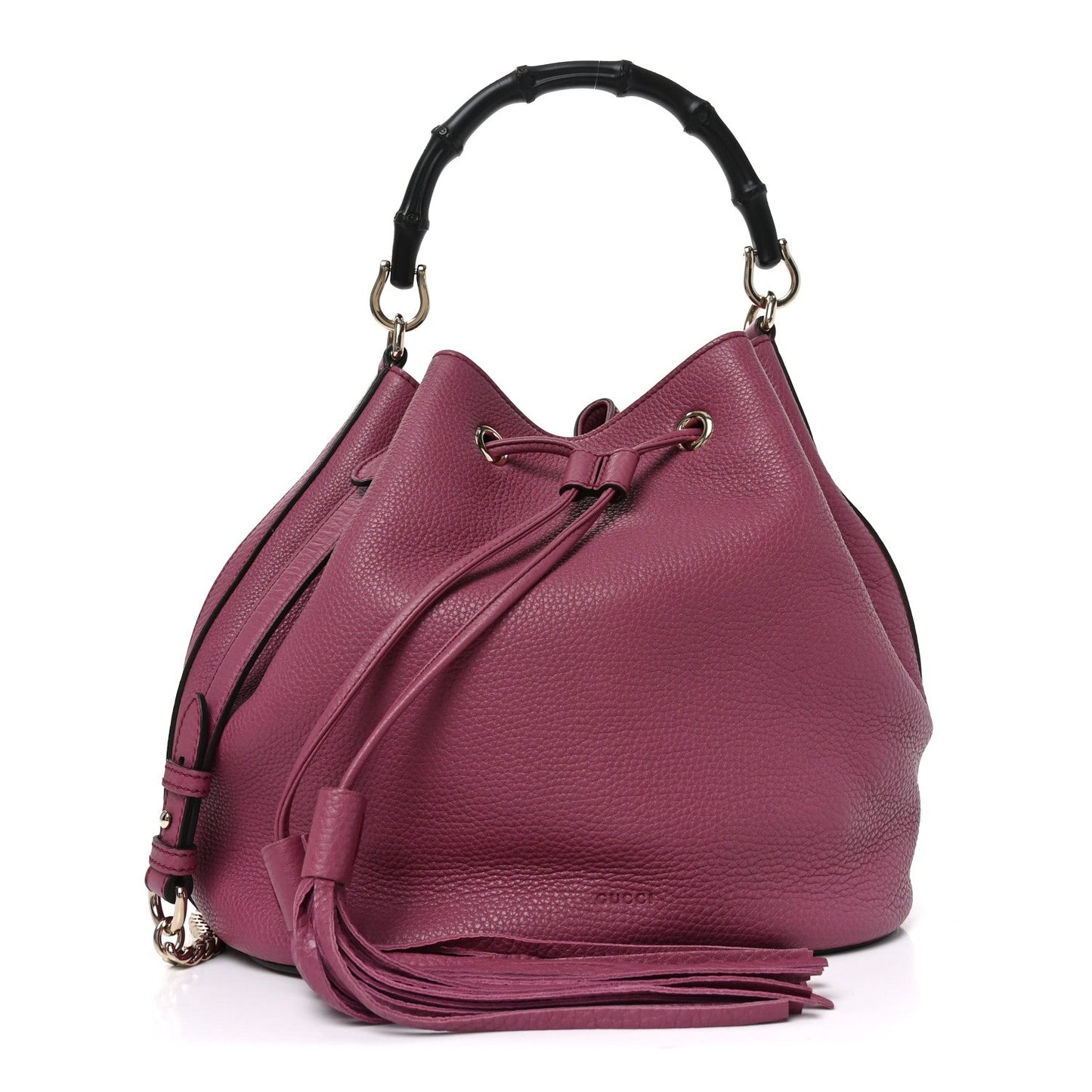 Pebbled Calfskin Miss Bamboo Bucket Bag Purple
