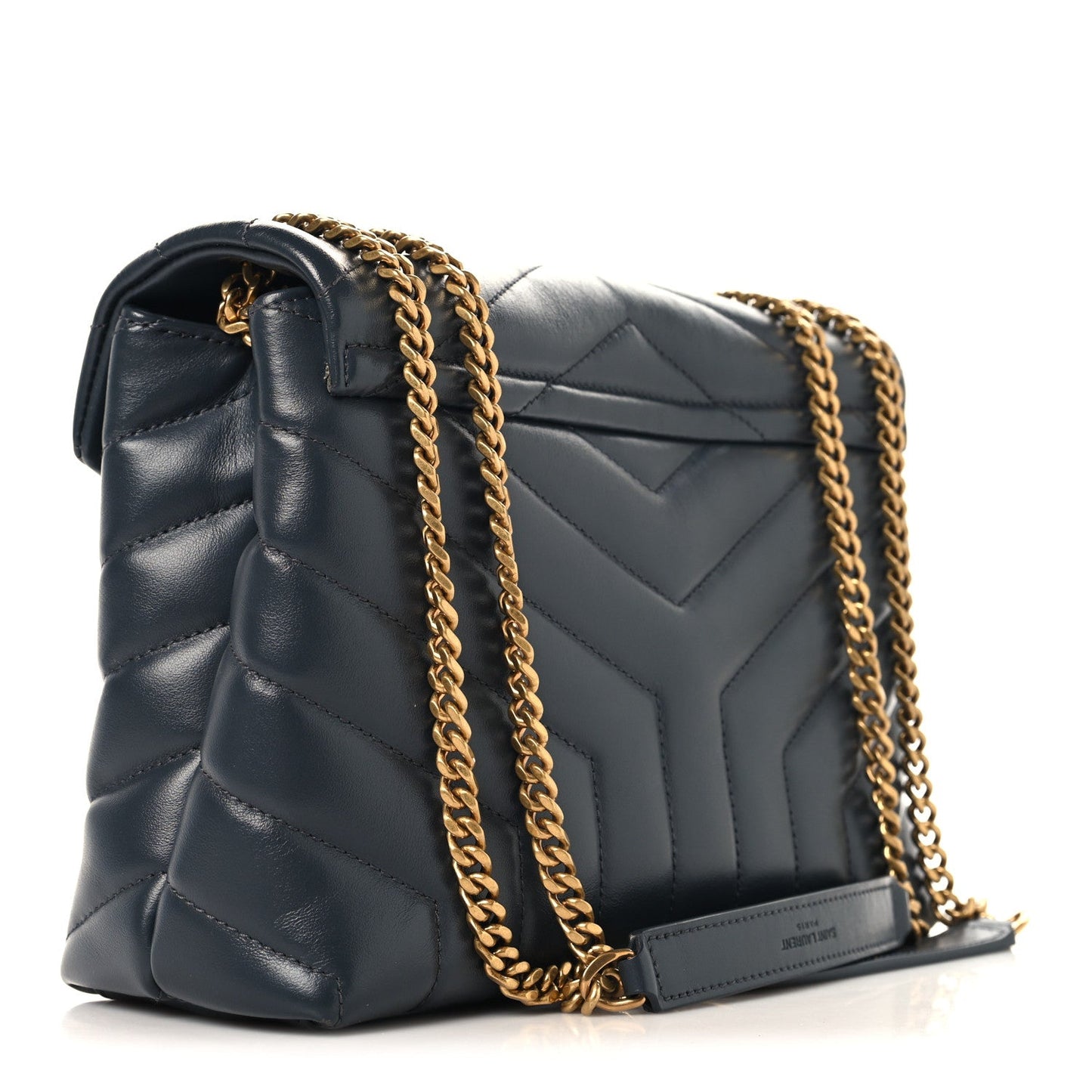 Calfskin Y Quilted Monogram Small Loulou Chain Satchel Dark Smog