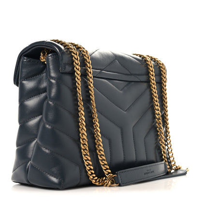 Calfskin Y Quilted Monogram Small Loulou Chain Satchel Dark Smog