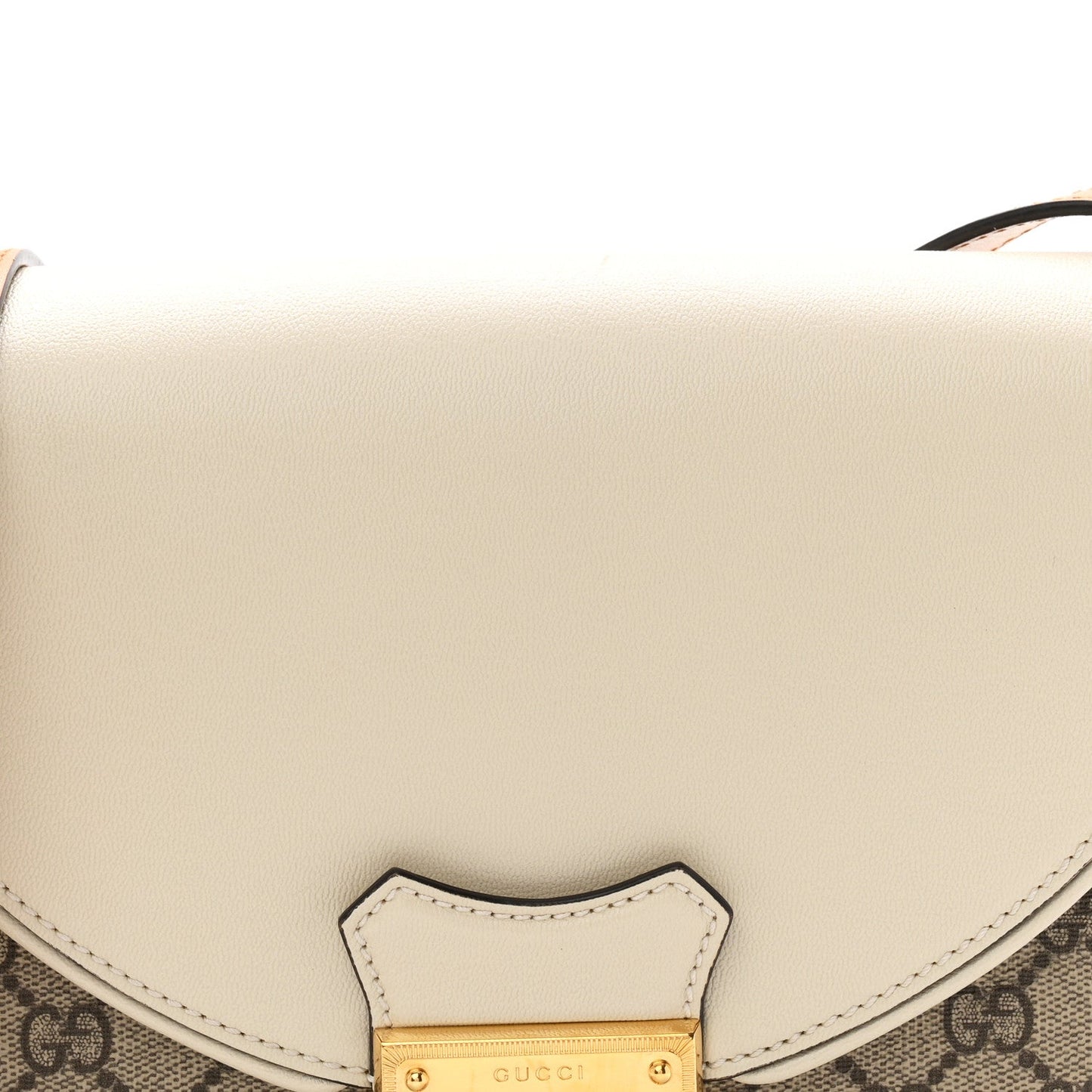 GG Supreme Monogram Calfskin Small Padlock Messenger Shoulder Bag Beige Mystic White Sun Oil