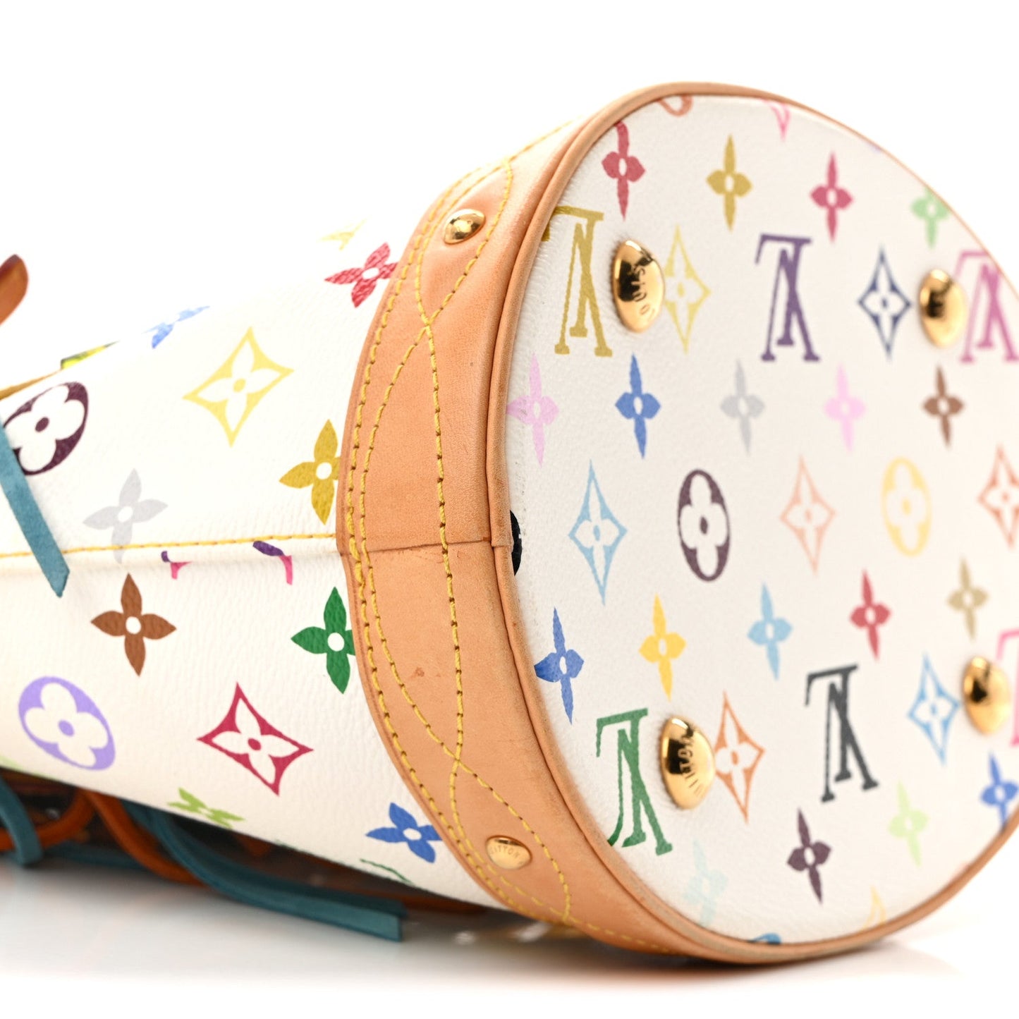 Monogram Multicolor Fringe Bucket White