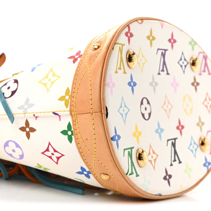 Monogram Multicolor Fringe Bucket White