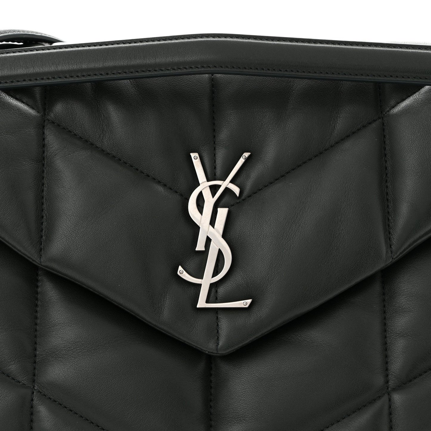 Lambskin Quilted Medium Loulou Puffer Monogram Chain Satchel Seaweed