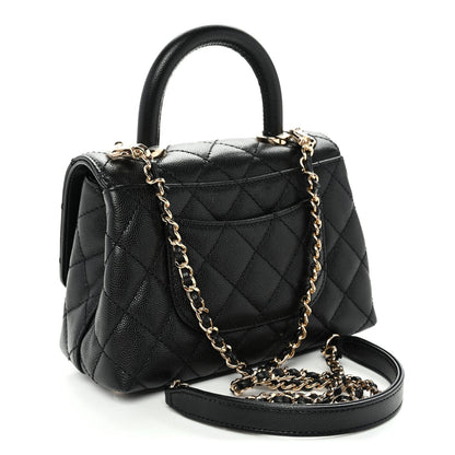 Caviar Quilted Extra Mini Coco Handle Flap Black