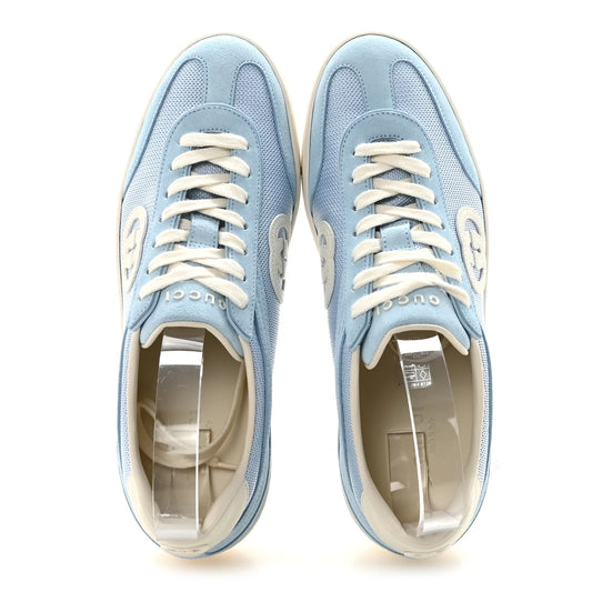 Gucci Suede Mesh Womens G75 Sneakers 38 Blue