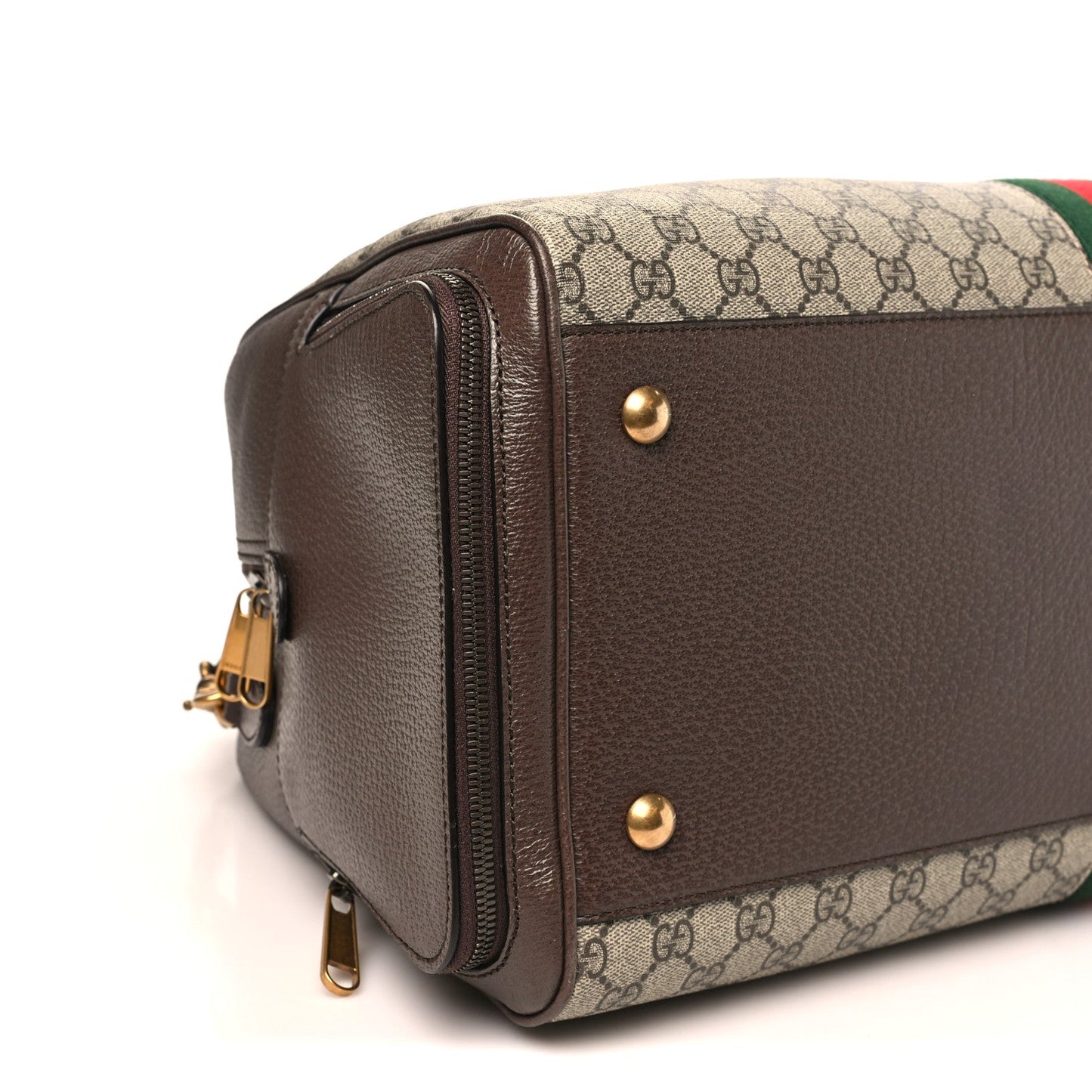 GG Supreme Monogram Textured Dollar Calfskin Web Large Savoy Bowling Bag Beige Ebony New Acero