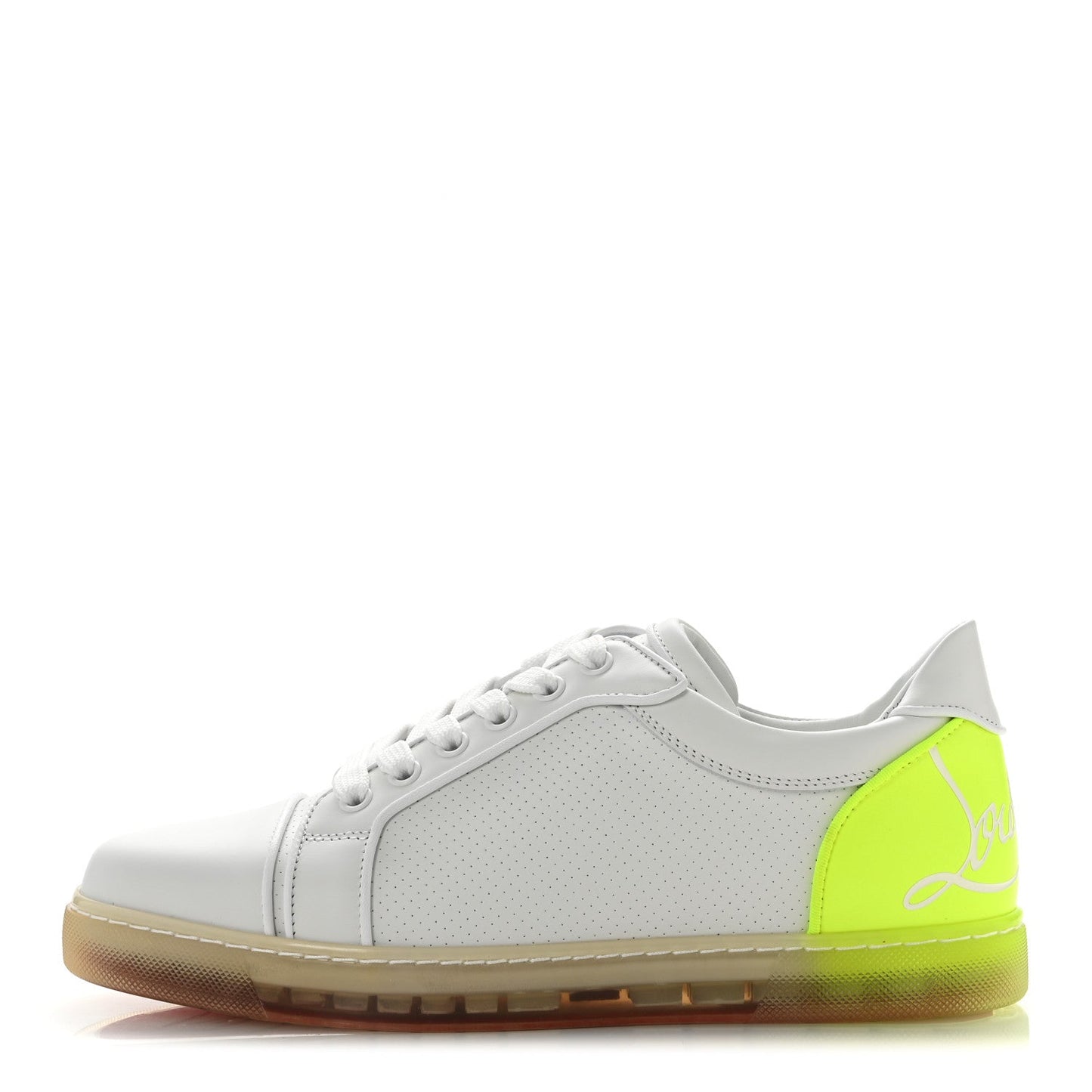 Calfskin Perforated Nappa Womens Fun Vieira Orlato Flat Sneakers 39 Bianco Fluo Yellow