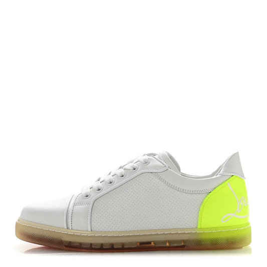 Calfskin Perforated Nappa Womens Fun Vieira Orlato Flat Sneakers 39 Bianco Fluo Yellow