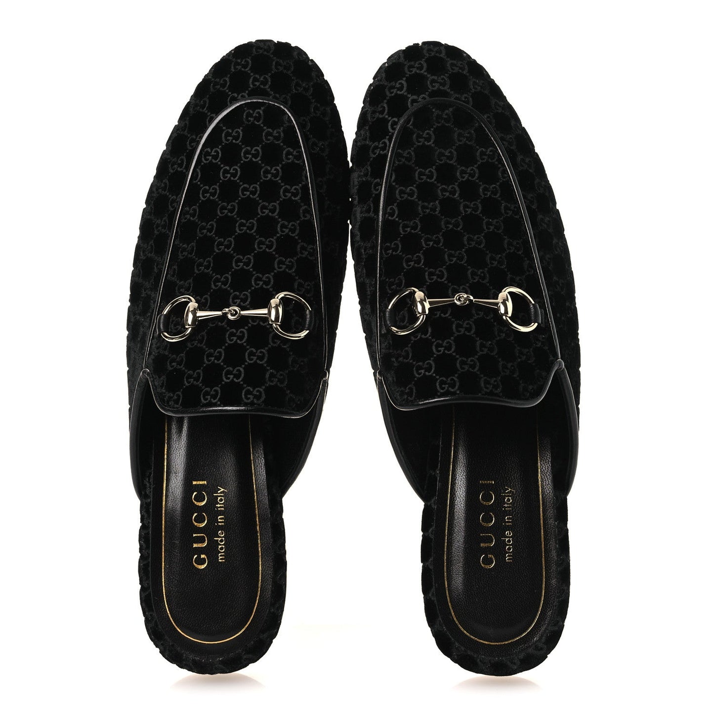 Velvet GG Monogram Womens Princetown Slippers 37.5 Black