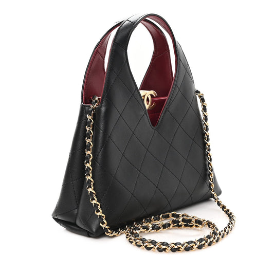 Calfskin Chic Lady Small Shopping Tote Black