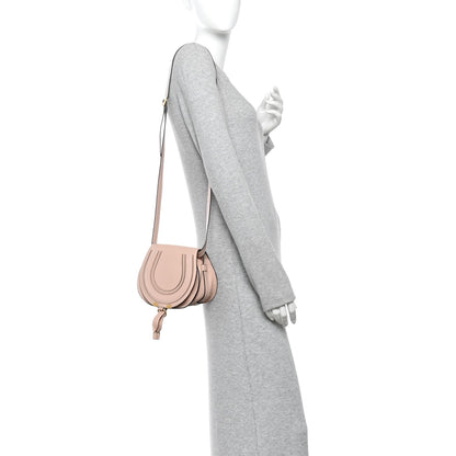 Grained Calfskin Mini Marcie Saddle Bag Blush Nude