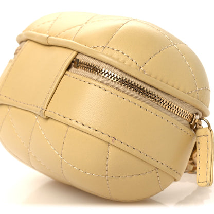 Lambskin Quilted CC Bubble Vanity Case With Chain Light Yellow