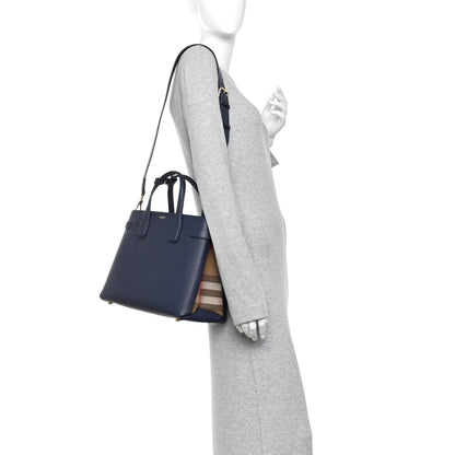 Derby Calfskin Vintage Check Medium Banner Tote Regency Blue