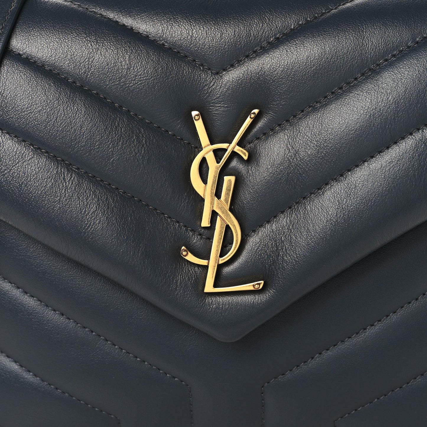 Calfskin Y Quilted Monogram Small Loulou Chain Satchel Dark Smog