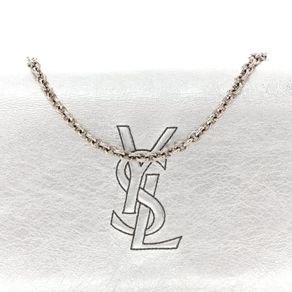 Metallic Crinkled Calfskin Belle de Jour Chain Clutch Silver