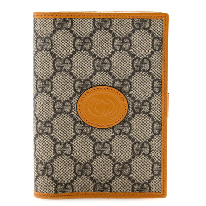 GG Supreme Monogram Textured Calfskin Retro Interlocking G Passport Case Beige Yellow