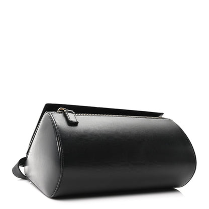 Textured Calfskin Medium Pandora Box Crossbody Bag Black