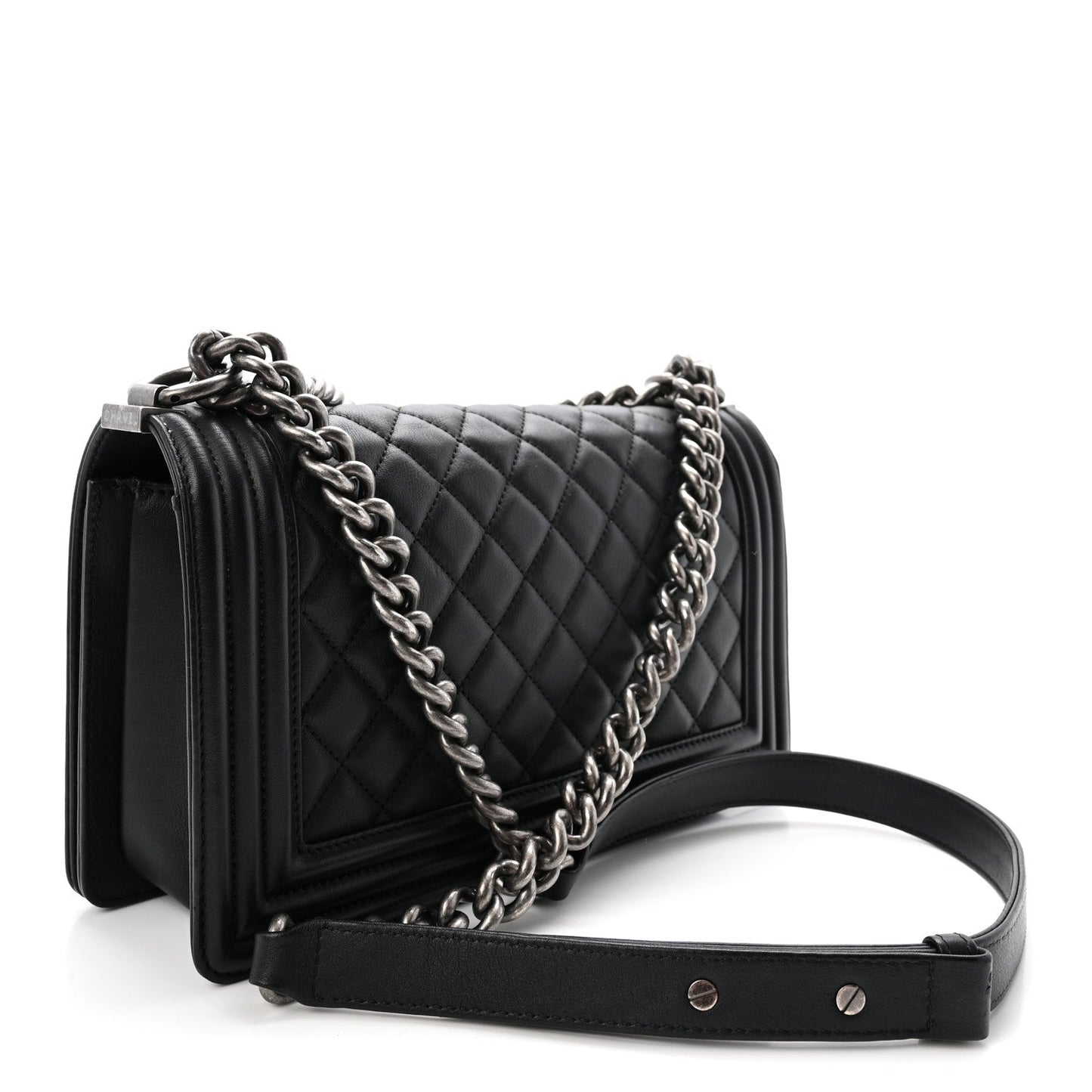 Calfskin Quilted Medium Boy Flap Black