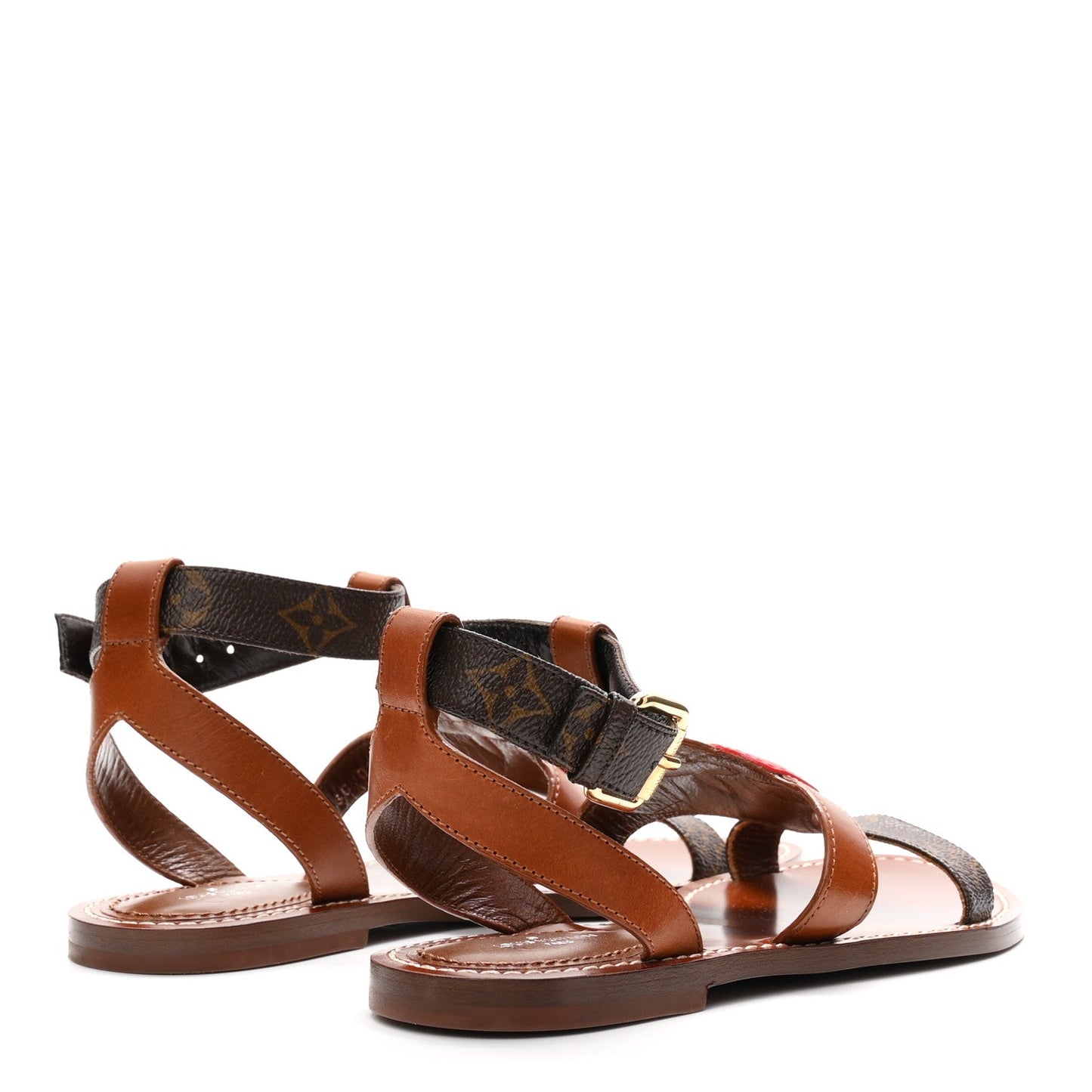 Calfskin Game On Playful Flat Sandals 37.5 Brown