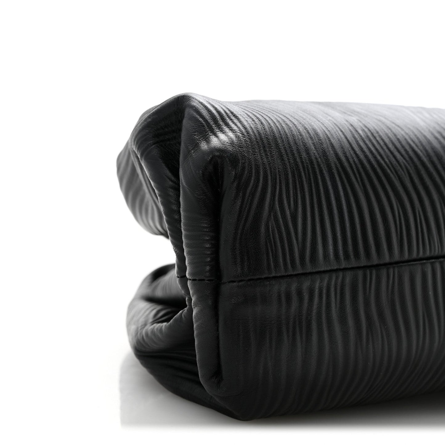 Bark Calfskin Embossed The Pouch Oversized Clutch Black