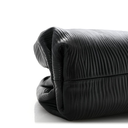 Bark Calfskin Embossed The Pouch Oversized Clutch Black